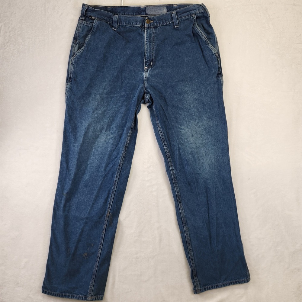 Carhartt FR Men's Blue Denim Carpenter Pants Flame Resistant Workwear Size 40x34